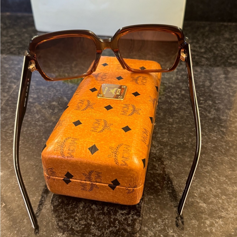 MCM Women’s Rectangular Sunglasses - Brown - Picture 5 of 7